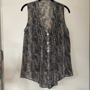 Gibson|Women's Sheer Sleeveless Button-Down Top|Medium|GUC